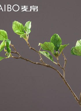 单支假树叶绿色仿真大叶子海棠叶盆栽家居装饰花办公桌面植物