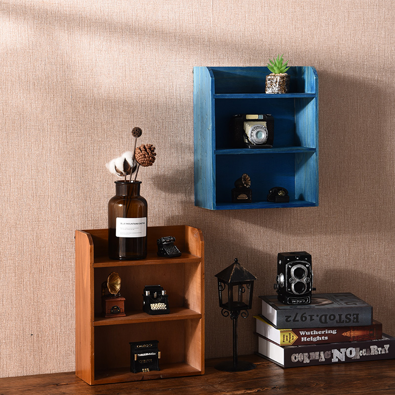 田园风餐厅墙面装饰实木整理储物柜宿舍收纳挂件创意展示架