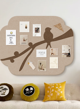 中古风毛毡板照片墙背景板墙面装饰展示板软木板羊毛毡卧室相片墙