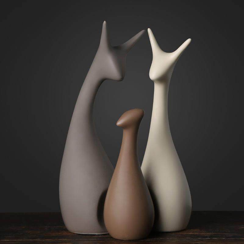 北欧风格摆件一家三四口鹿陶瓷家居创意客厅电视酒柜现代装饰品,家居饰品,装饰摆件,淘宝优惠券,粉丝福利购,淘宝优惠卷