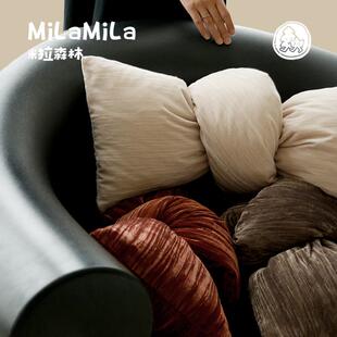 饰棕色创意靠枕 MILA米拉玫瑰金丝绒蝴蝶结抱枕沙发客厅轻奢圣诞装