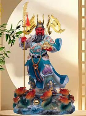 九龙关公神像立刀聚宝家用汉白玉武财神关公二爷佛像店铺招财摆件