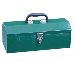 佳一15寸加厚 镀锌钢板可加锁手提单层铁皮工具箱绿色 防绣工具盒
