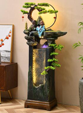 现代中式大型落地假山流水喷泉摆件客厅招财装饰乔迁新居礼品布置