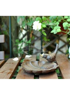 花园杂货 欧式复古铁艺动物喂鸟器花园装饰 铸铁工艺品