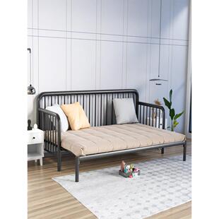 小户型单人铁艺沙发床折叠坐卧两用2025伸缩铁架床新型抽拉铁艺床