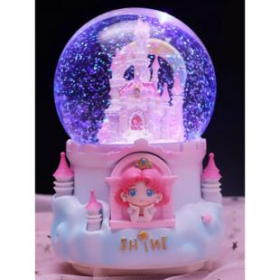 天空之城水晶球音乐盒梦幻公主城堡可旋转八音盒女孩儿童生日礼物