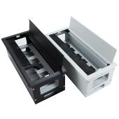 铝合金缓冲线槽办公桌方形线盒会议桌低插座槽铝合金毛刷三孔线槽