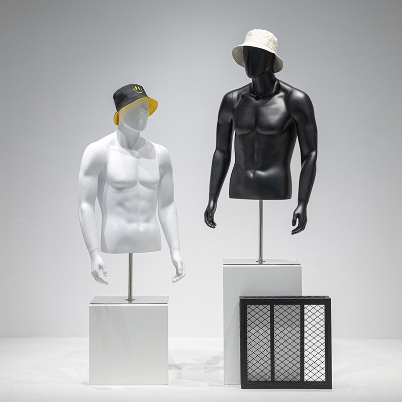 男模特半身假人体黑白人台男装服装店橱窗道具人偶模型展示架全身