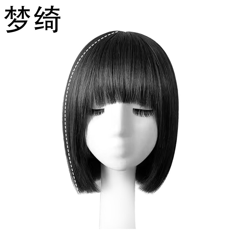 一刀切假发女真发全真人发空气刘海减龄短发蕾丝假发套自然全头套