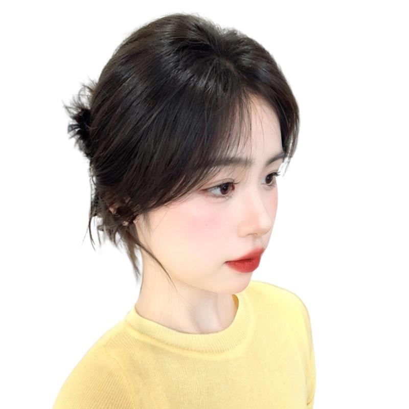 八字浏海假发女片头顶补发真发轻薄空气假浏海高颅顶遮白发假发片