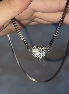 法式复古爱心磁铁项链颈链女轻奢小众高级感锁骨链2023新款爆款潮