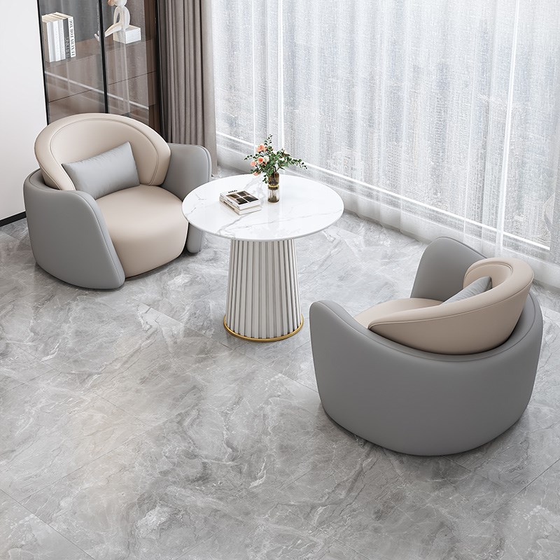 简约轻奢单人沙发茶几组合休闲酒店美容院接待展示中心洽谈桌椅