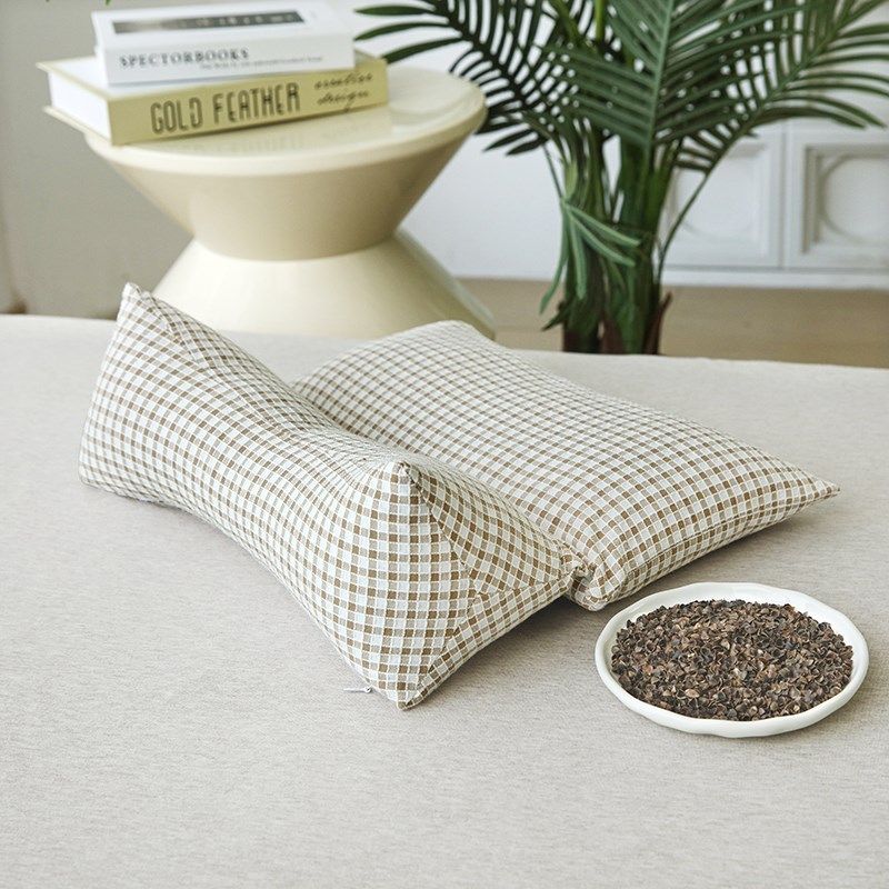 2025新款二合一三角荞麦牵引枕头格子款枕头枕芯护颈枕