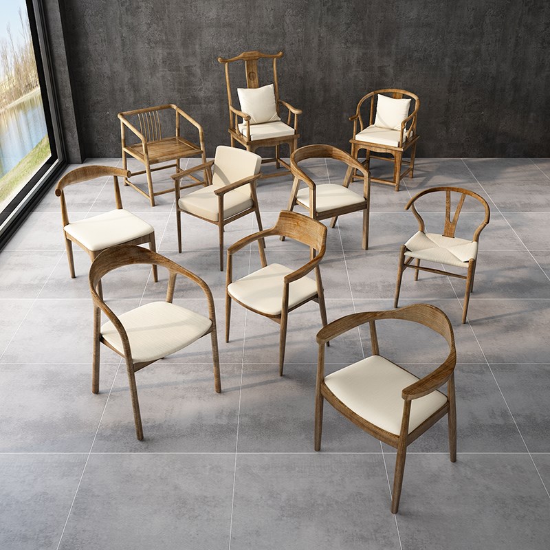 实木椅子现代禅意简约桶椅广岛椅Y椅主椅客椅圈椅长凳方凳太师椅
