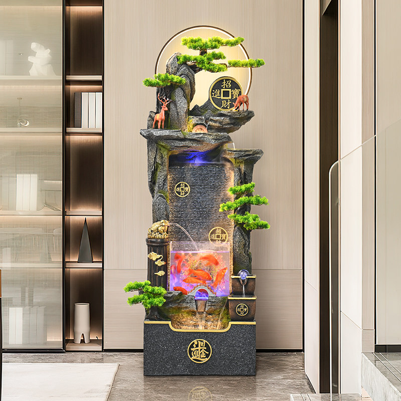 客厅玄关高山流水景观水幕墙鱼缸假山循环水招财造景喷泉装饰,家居饰品,落地摆件,淘宝优惠券,粉丝福利购,淘宝优惠卷