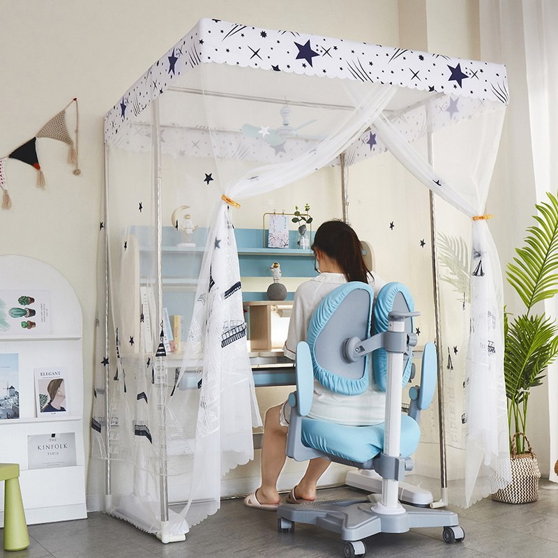新款儿童书桌蚊帐落地加密绣帐纱定制特殊尺寸加宽加大