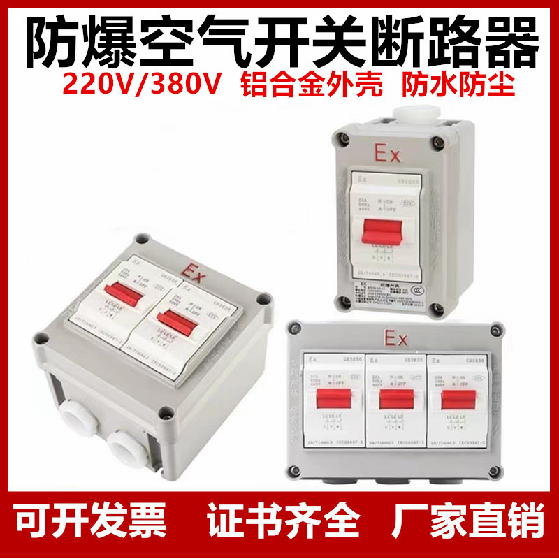 防爆断路器防爆空气开关空开2单相22三相3断路器BPZ3-2