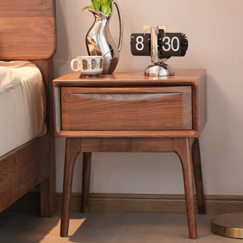 北美床头柜全实木收纳柜现代床边柜窄柜小户型小柜子