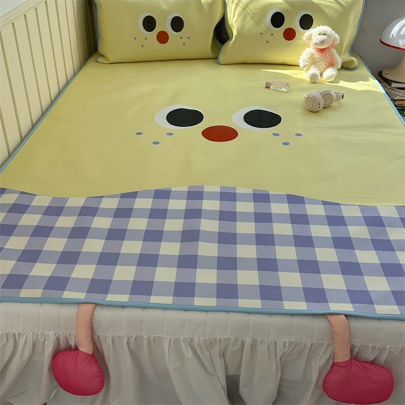 梨梦 小黄鸡 爱卡通立体冰丝席三件夏季凉感席子人洗,床上用品,冰丝席,淘宝优惠券,粉丝福利购,淘宝优惠卷