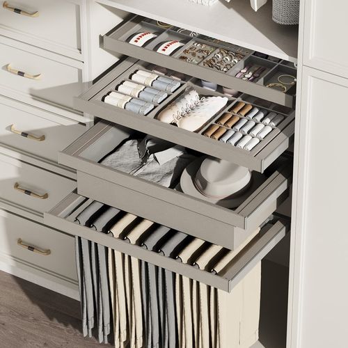 衣柜拉篮抽屉式内置首饰盒多功能B伸缩裤架拉篮柜内饰品收纳格子