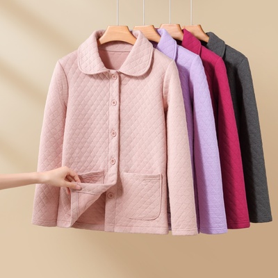 冬季夹棉加厚居家睡衣上衣