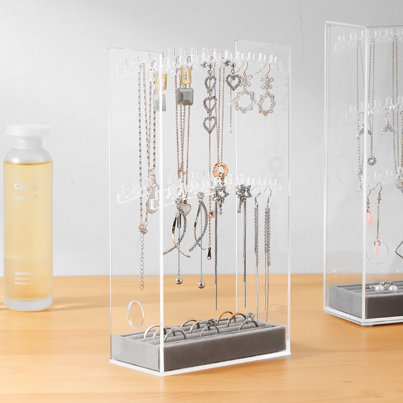 亚克力项链戒指收纳盒家用防尘首饰手链吊坠展示盒透明展示架