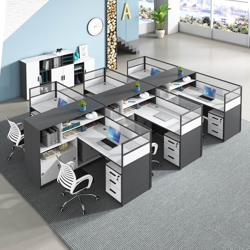 职员办公桌椅组合简约4/6人面对面屏风卡位公司办公室家具工作桌