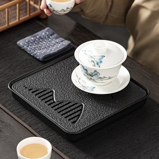 仿乌金石干泡台功夫茶杯托盘家用小茶台 茶盘家用小型茶海2024新款