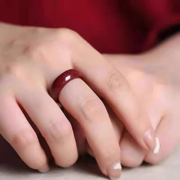 高纯度朱GFT砂男戒指女款原款素圈红指环矿款小众尾戒对戒食情侣