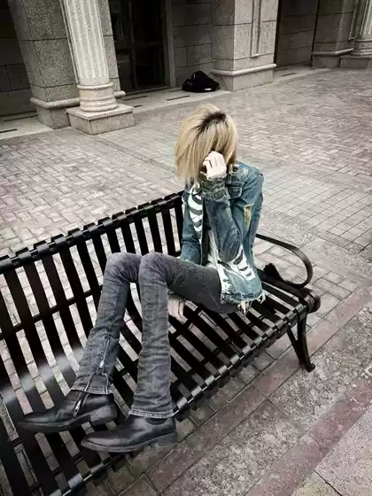[Exclusive in Stock] Autonomous Vision Series Lgbt Skull Denim Jacket