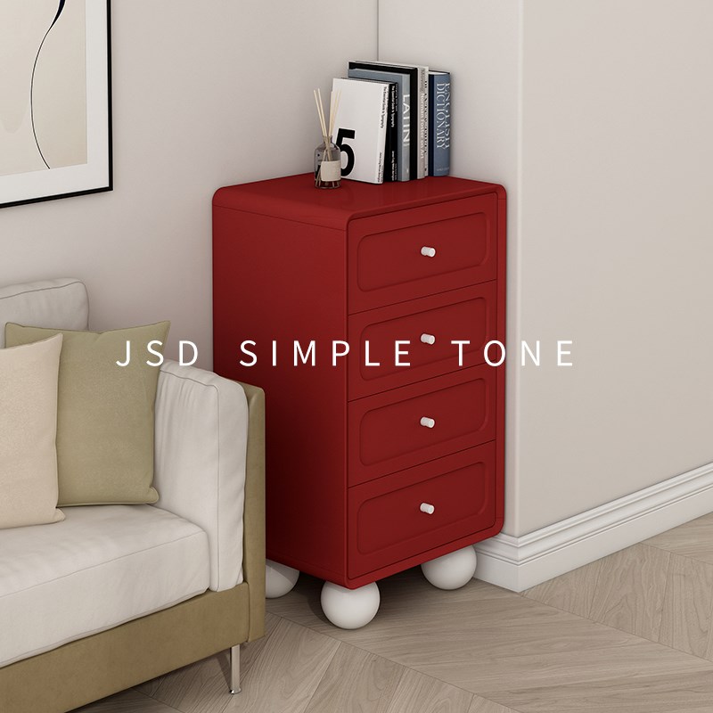 简色调多巴胺小斗柜沙发旁收纳杂物柜粉色五斗橱客厅阳台收纳柜