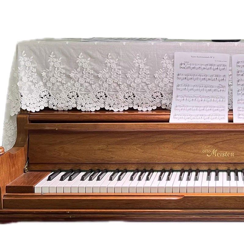 白色纯棉高级感钢琴盖布法式复古钢琴罩防尘半罩电子琴保护罩定制