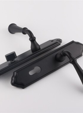 依佰利黑色门锁家用通用型简约美式室内房门锁 欧式仿古静音门锁