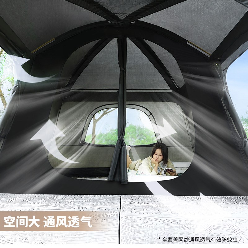 北极狼帐篷户外可携式折叠两室一厅露营野营过夜加厚防雨4-6人