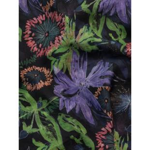 绽放十木米旅行风格苎麻亚麻高端数码印花连衣裙袍子定制面料布料