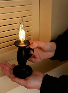 HBK烛光覆古小夜灯充电无极调光台灯卧室床头装饰桌面摆件灯泡灯