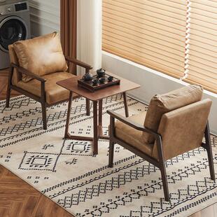 阳台休闲 区布置网红一桌二椅家用实木喝茶桌椅卧室椅子套装单人