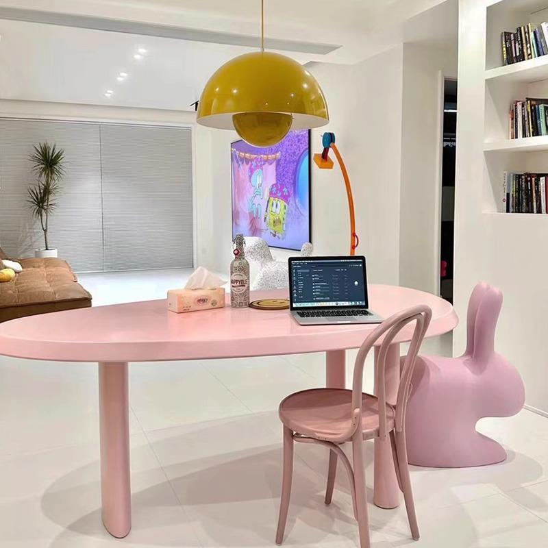 简约诧寂风实木创意设计师鹅卵书桌现代简约办公桌餐桌北欧饭桌