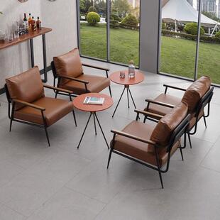 咖啡厅桌椅组合复古铁艺沙发酒吧接待洽谈甜品休息区餐厅休闲椅子