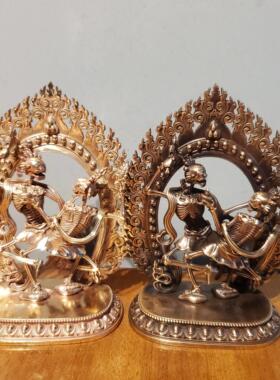 尼泊尔工艺纯铜尸陀林主藏传佛像平安密宗招财家居佛堂供奉