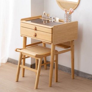梳妆台小型实木日式卧室床头柜化妆台一体网红现代简约化妆镜桌子