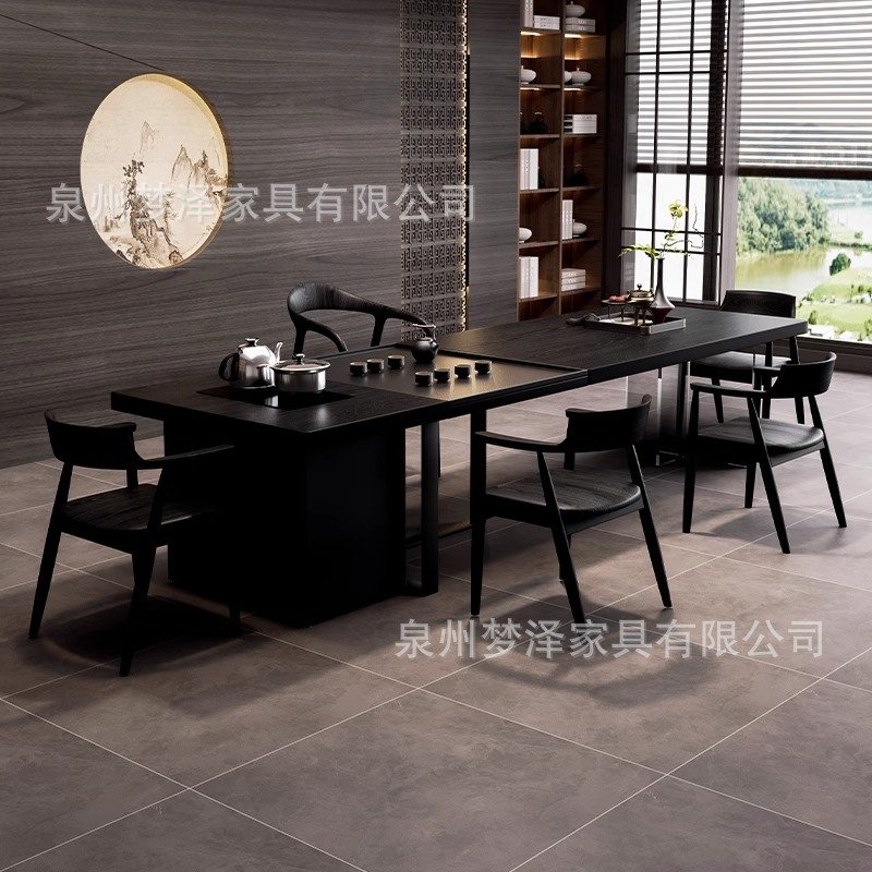 实木大板茶桌椅组合烧水壶茶盘一体现代简约家用办公室茶台泡茶桌