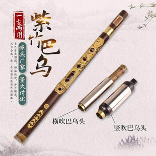 两用紫竹巴乌F G C调降b调民族吹奏乐器横吹竖吹可拆紫竹雕龙巴乌