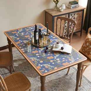 高级感防水皮革桌垫免洗防油轻奢复古餐桌垫家用防烫隔热茶几桌布