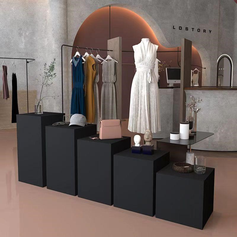 白色烤漆展示台方形立柱木质活动展览摆台学校工艺品模特站台