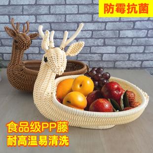 水果篮子 果盘创意家用现代客厅 面包篮子藤编水果盘收纳盒塑料筐
