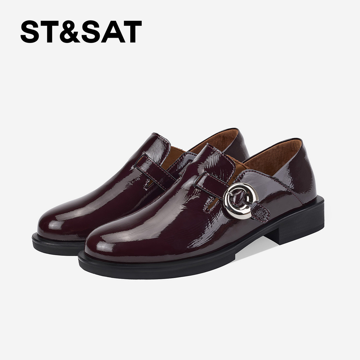 St&Sat/星期六舒适一脚蹬百搭乐福鞋通勤单鞋金属扣低跟小皮鞋,女鞋,乐福鞋（豆豆鞋）,淘宝优惠券,粉丝福利购,淘宝优惠卷