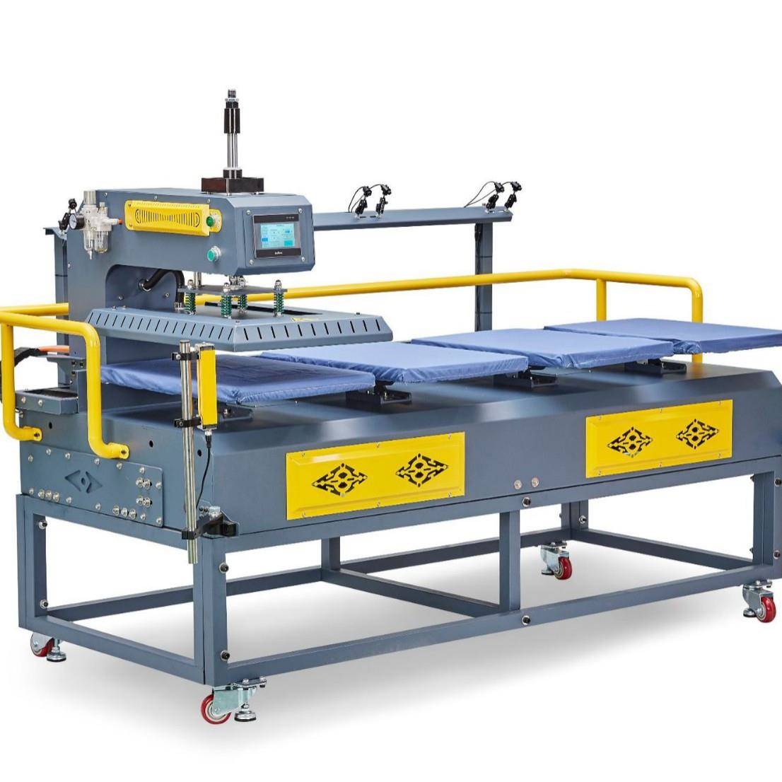 上板移动式四工位气动烫画全自动压烫多工位服装印花T恤热转印机