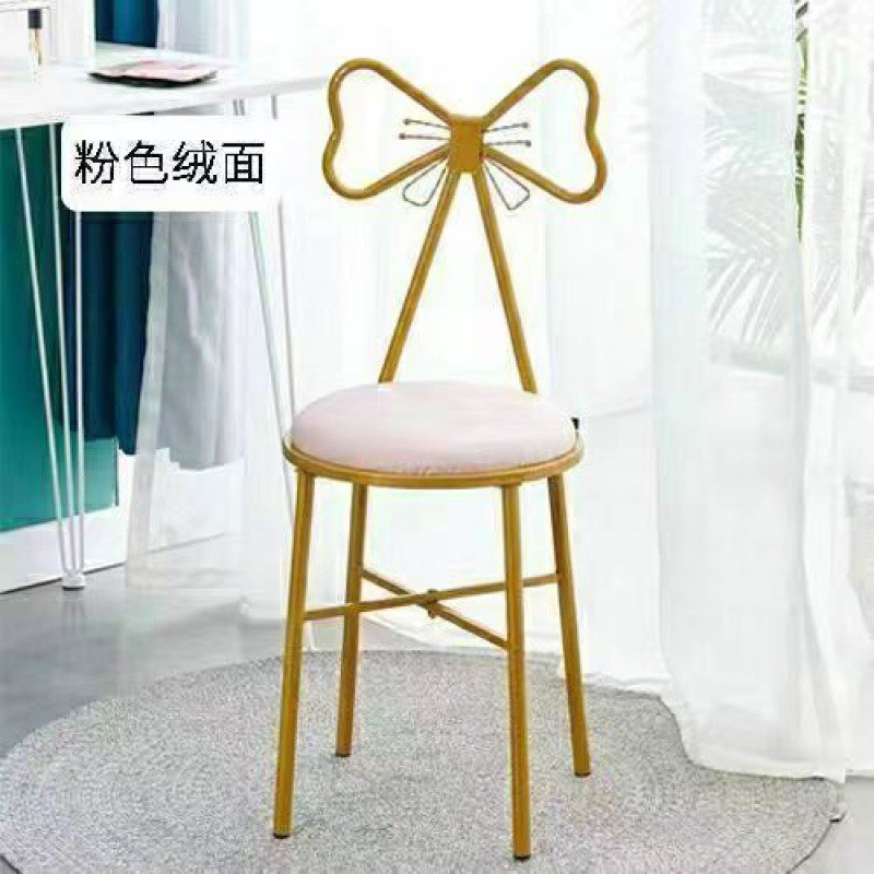 蝴蝶梳妆凳靠背椅蝴蝶椅椅美甲店轻奢网红凳Q子公主风少女化妆凳